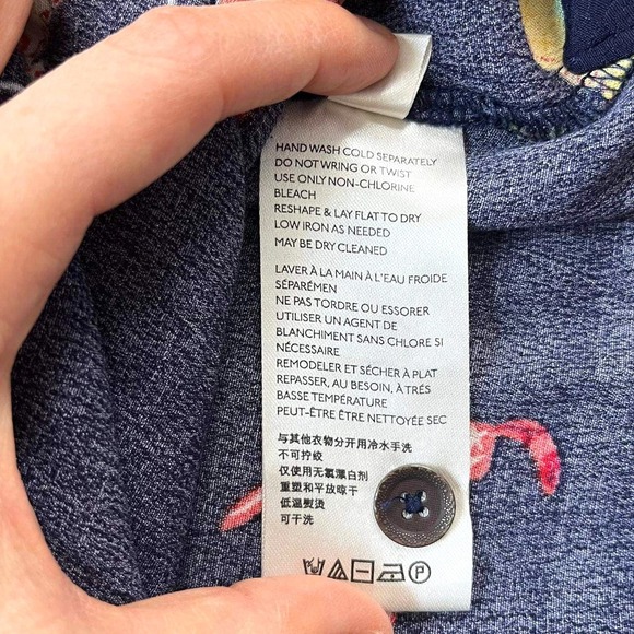 Maeve Anthropologie Navy Butterfly Print Button Tie Waist Midi Shirt Dress Large - Picture 11 of 11